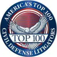 America's Top 100 Civil Defense Litigators emblem featuring an eagle and the text Top 100 highlighting recognition for top performance in civil defense litigation.